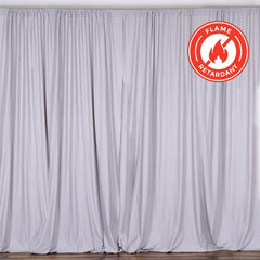 2 Pack Silver Scuba Polyester Event Curtain Drapes, Durable Flame Resistant Backdrop Event Panels Wrinkle Free with Rod Pockets - 10ftx10ft