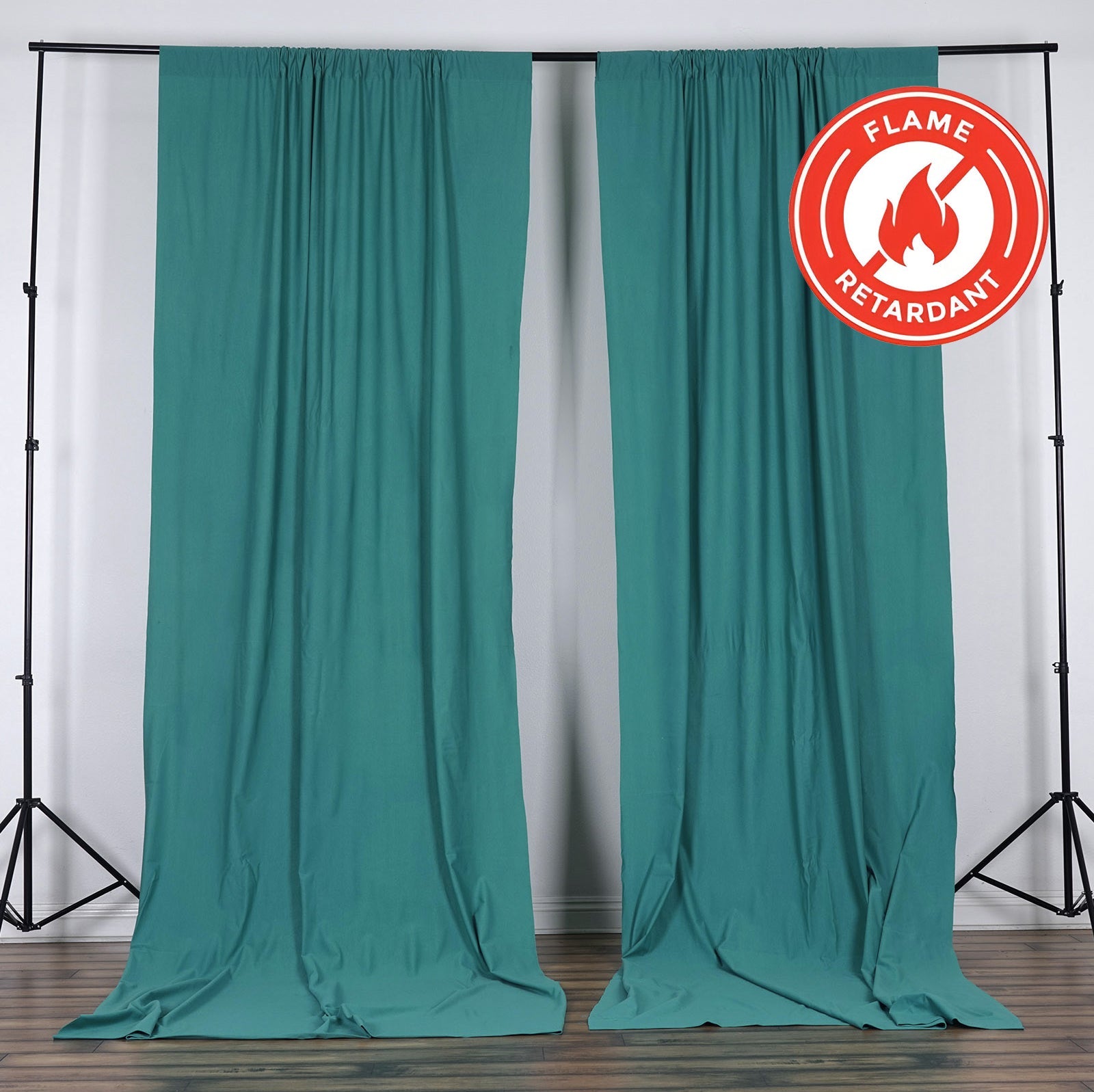 2 Pack Turquoise Scuba Polyester Event Curtain Drapes, Durable Flame Resistant Backdrop Event Panels Wrinkle Free with Rod Pockets - 10ftx10ft