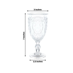 24-Pack Clear Plastic Wine Glasses 10oz – Vintage Goblets with Retro Embossed Design, Elegant Drinkware - 7" Tall