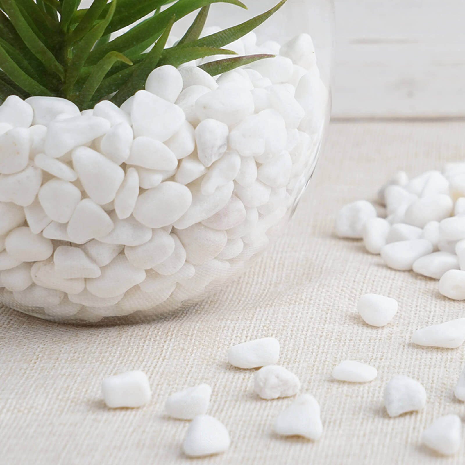 2Lbs White Pebble Stone Vase Fillers, Decorative Crushed Gravel