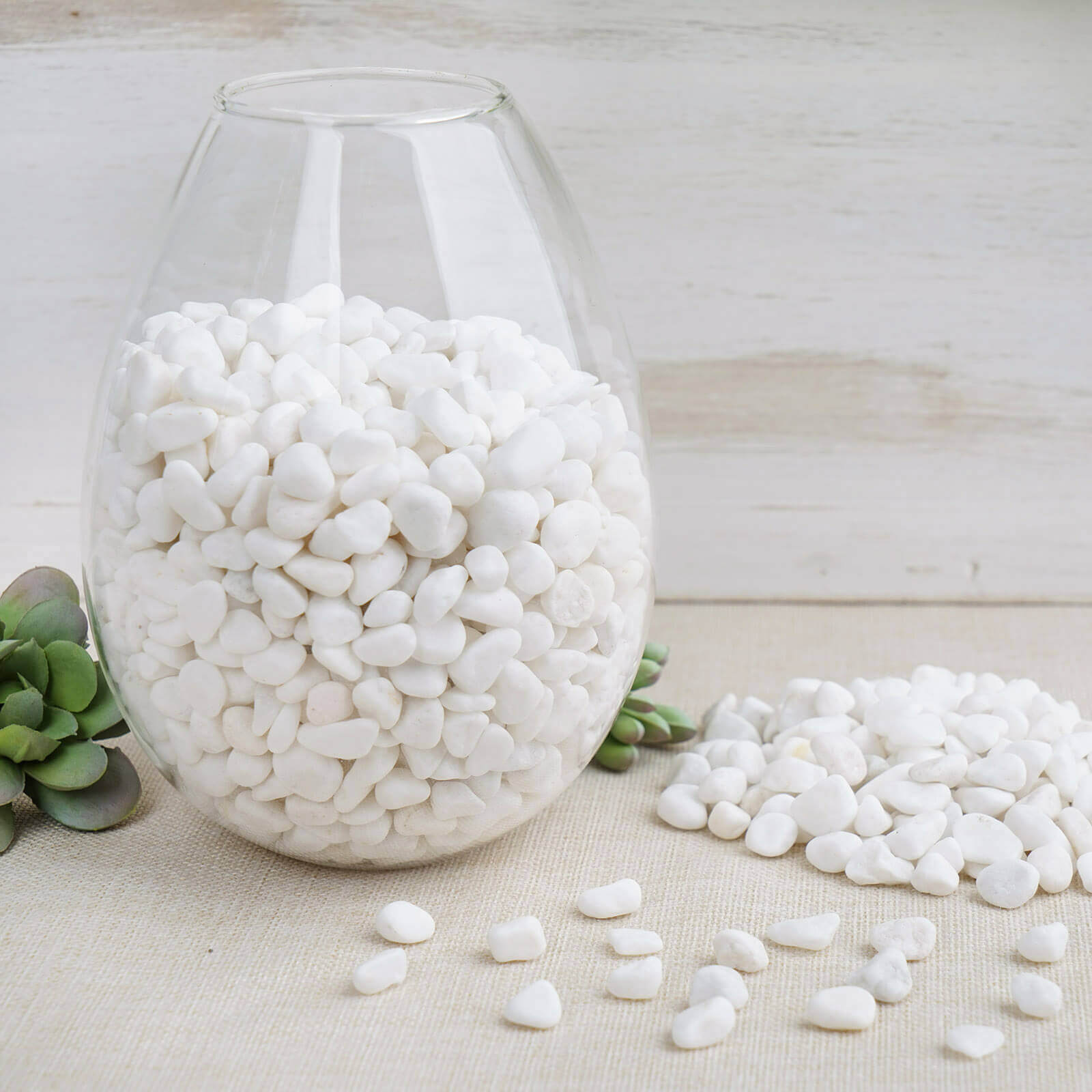 2Lbs White Pebble Stone Vase Fillers, Decorative Crushed Gravel