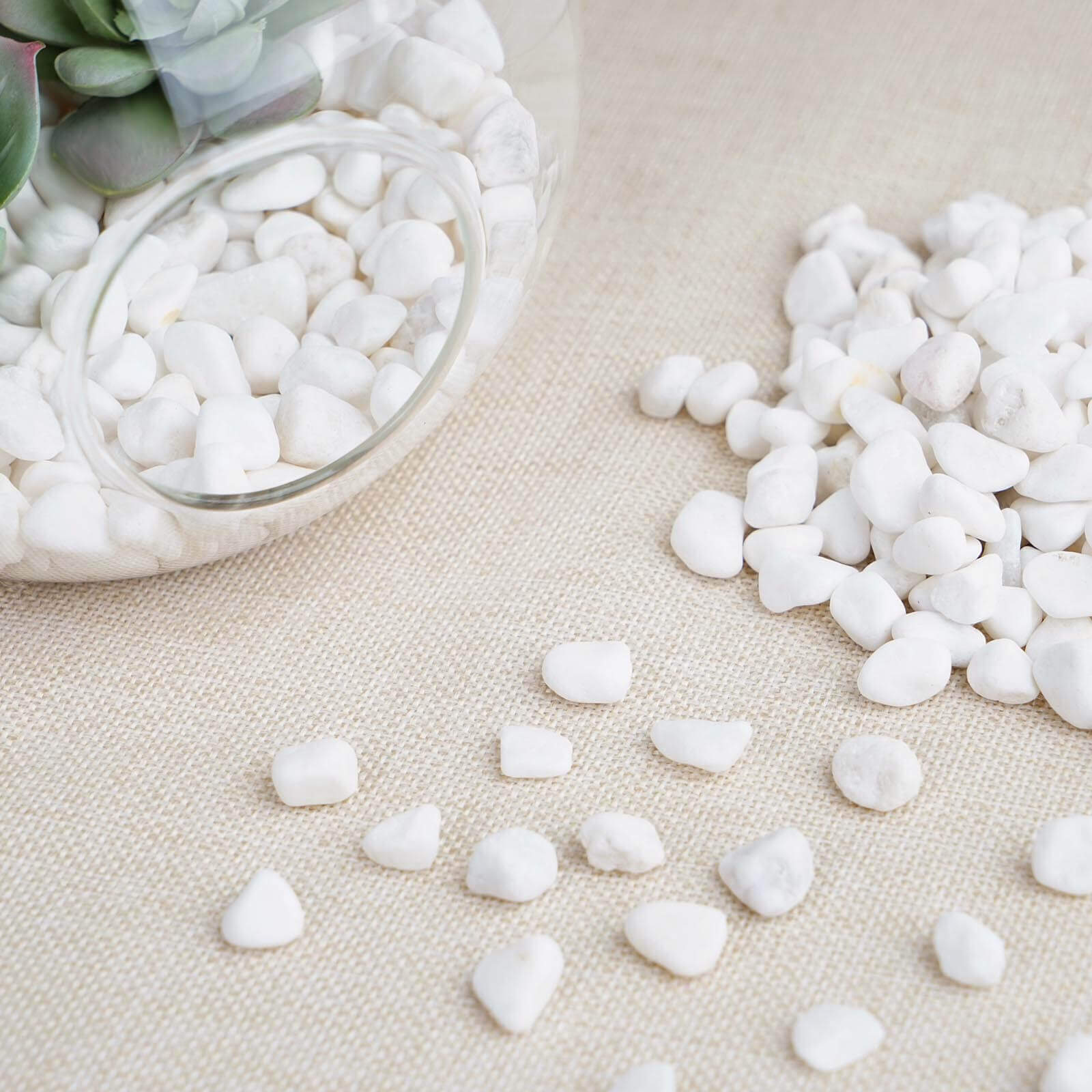 2Lbs White Pebble Stone Vase Fillers, Decorative Crushed Gravel