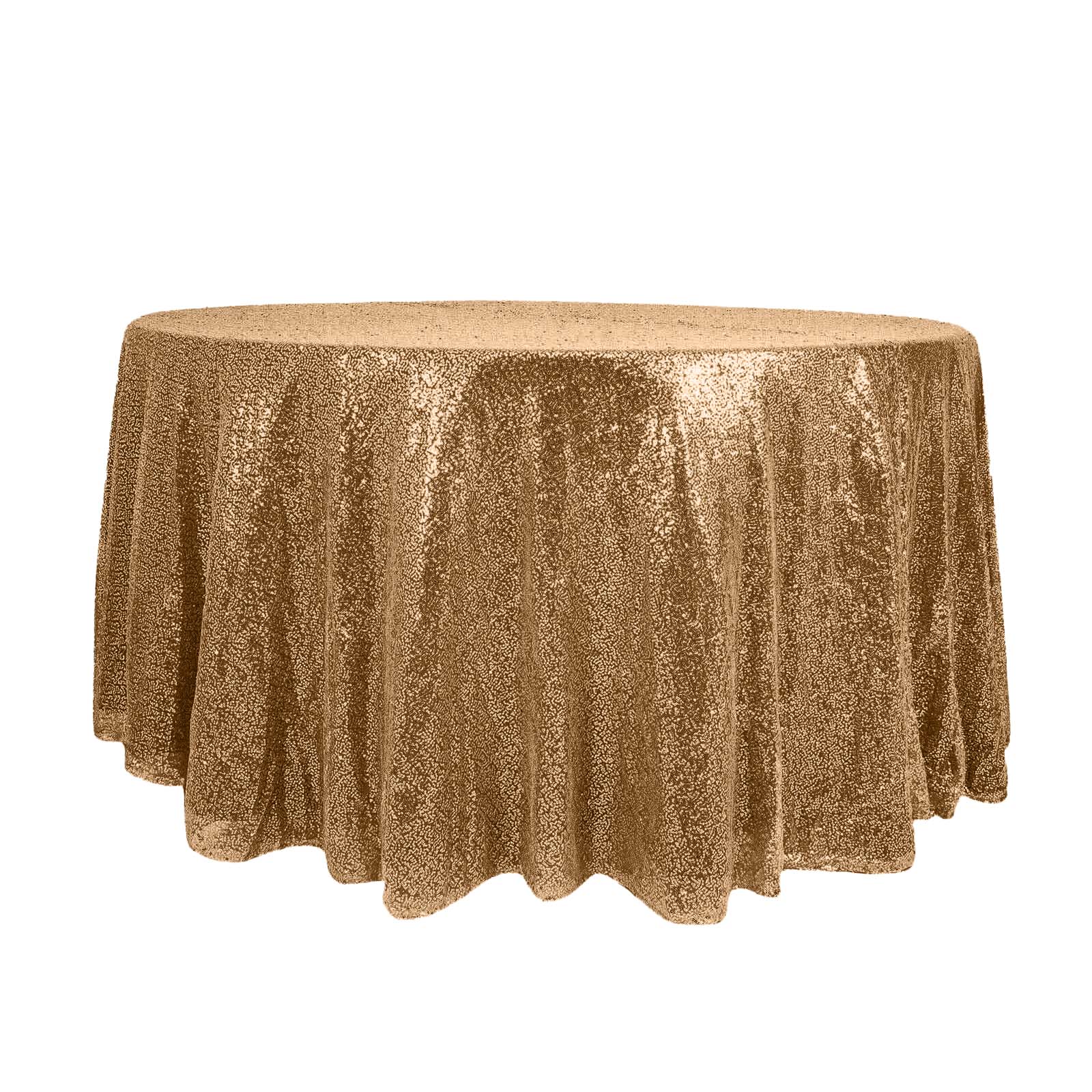 Sequin 120" Round Tablecloth Gold - Seamless Glittering Design for Sophisticated Events