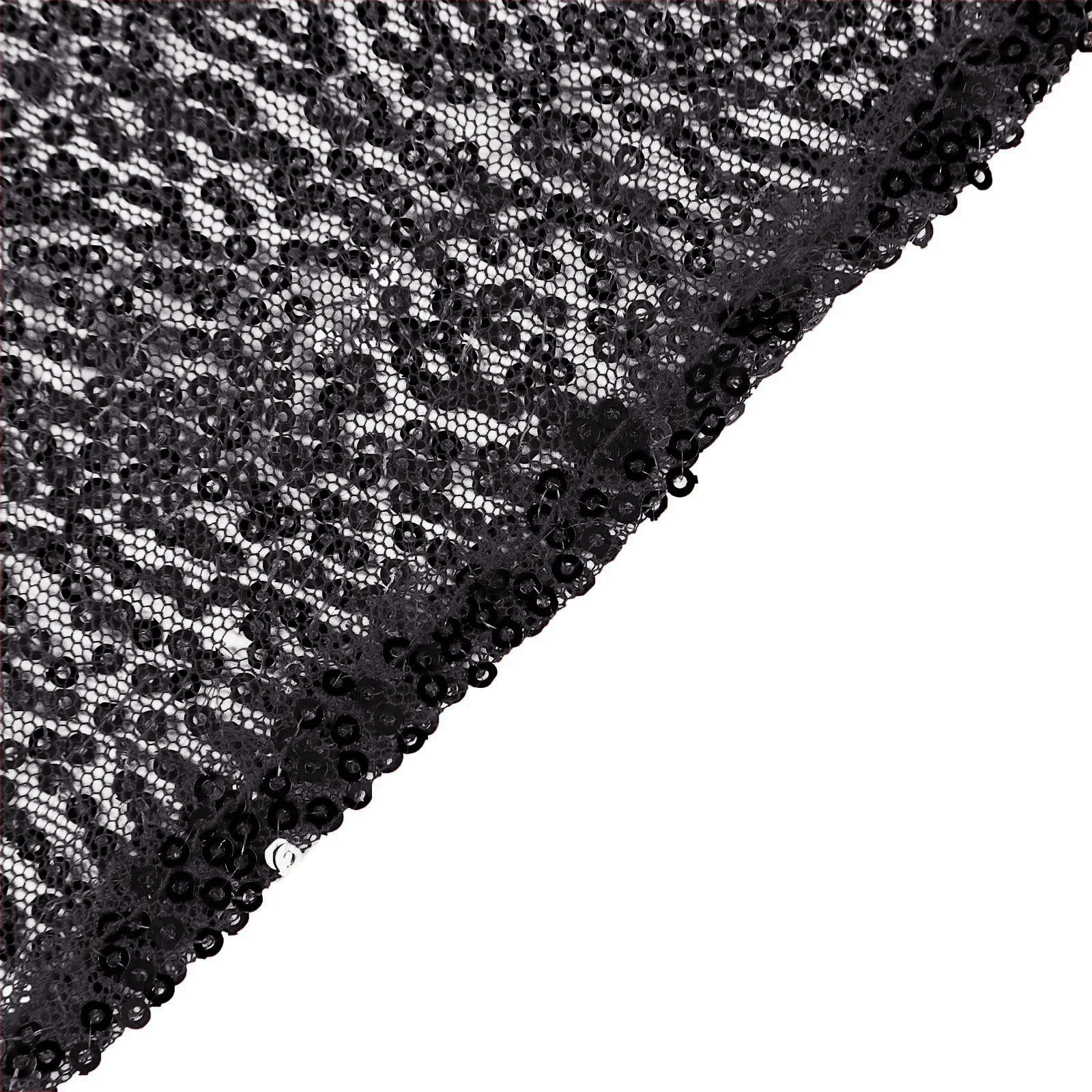 Sequin 132" Round Tablecloth Black - Seamless Dazzling Table Cover