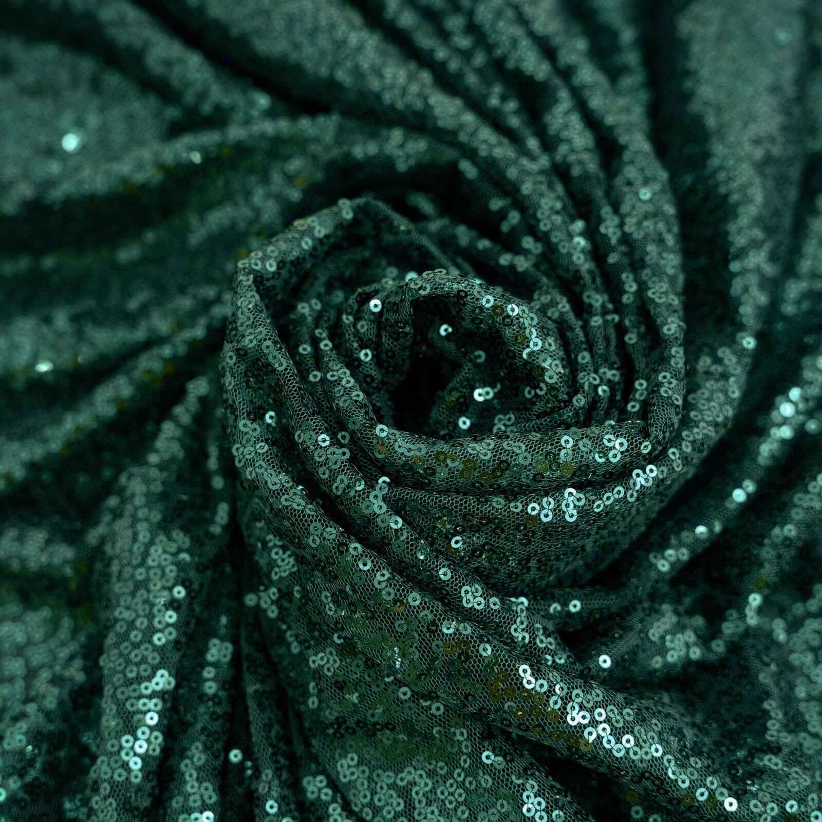Sequin 90"x132" Rectangle Tablecloth Hunter Emerald Green - Seamless Sparkly Table Cover
