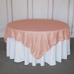 Taffeta 90"x90" Table Overlay Square Tablecloth Dusty Rose - Accordion Crinkle Table Cover