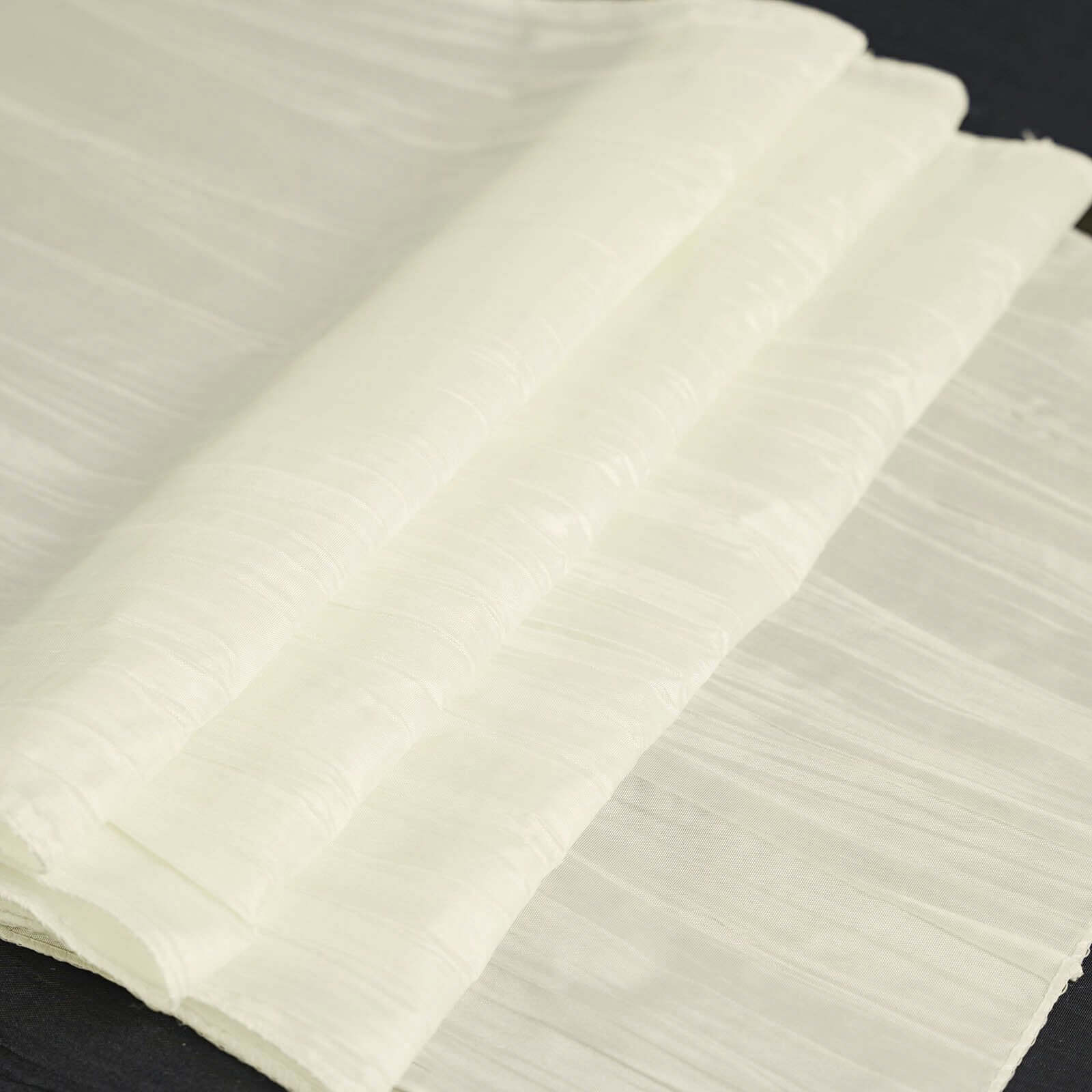 Taffeta 12"x108" Table Runner Ivory - Accordion Crinkle Design