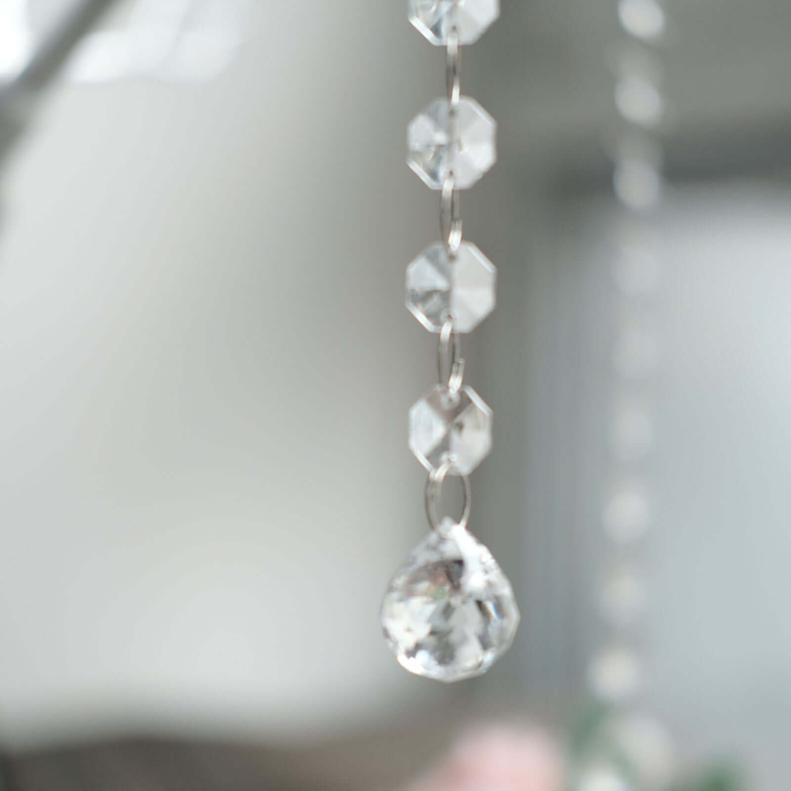 Manzanita Tree Centerpiece Metallic SIlver with 8 Acrylic Bead Chains - Easy Assembly Decorative Artificial Tree for Modern Weddings Parties & Event Displays 34"