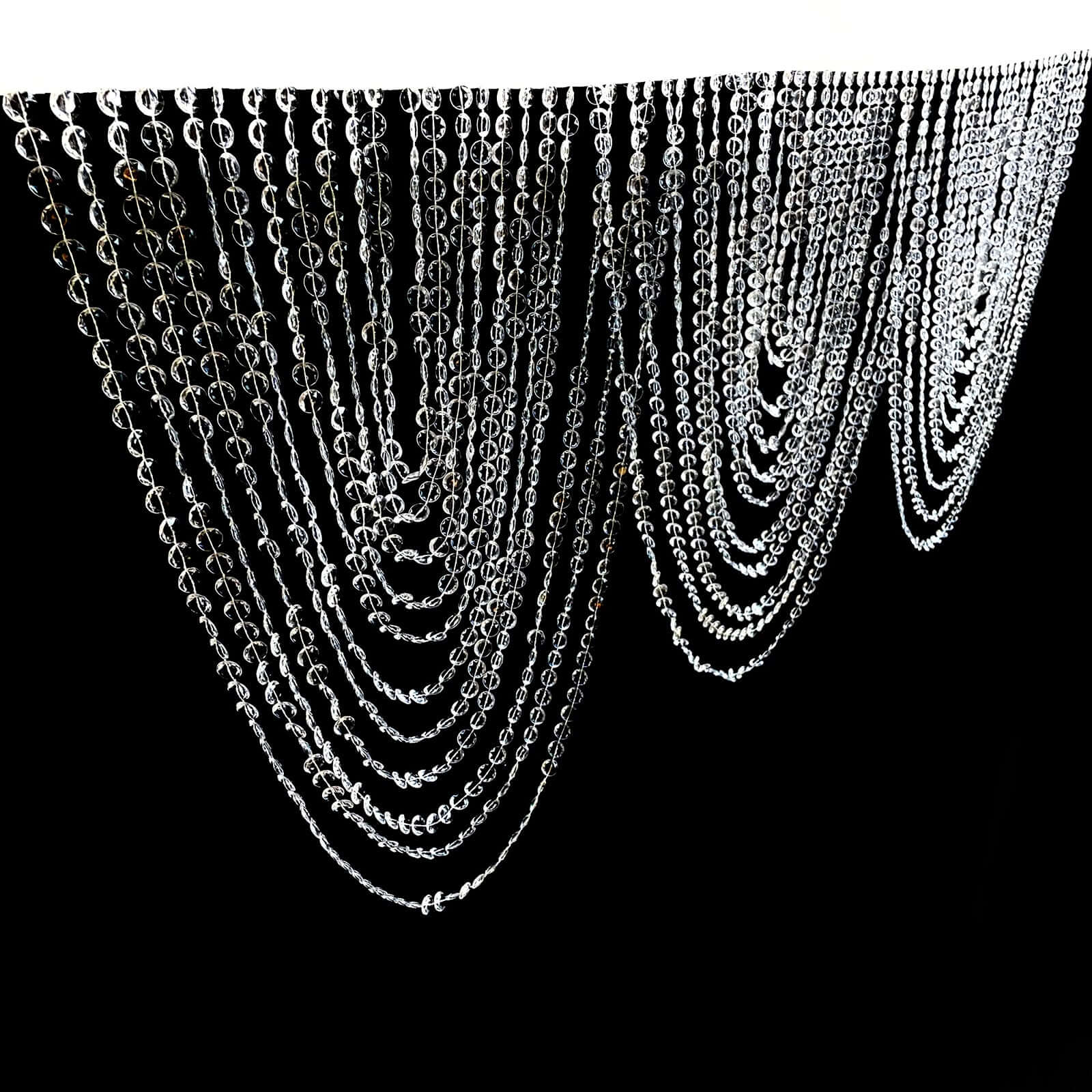 2 Pack Acrylic Crystal Beaded Curtain Valance with Polyester Rod Pocket, 23"x42" Triple Swag Diamond Cut Doorway Curtains