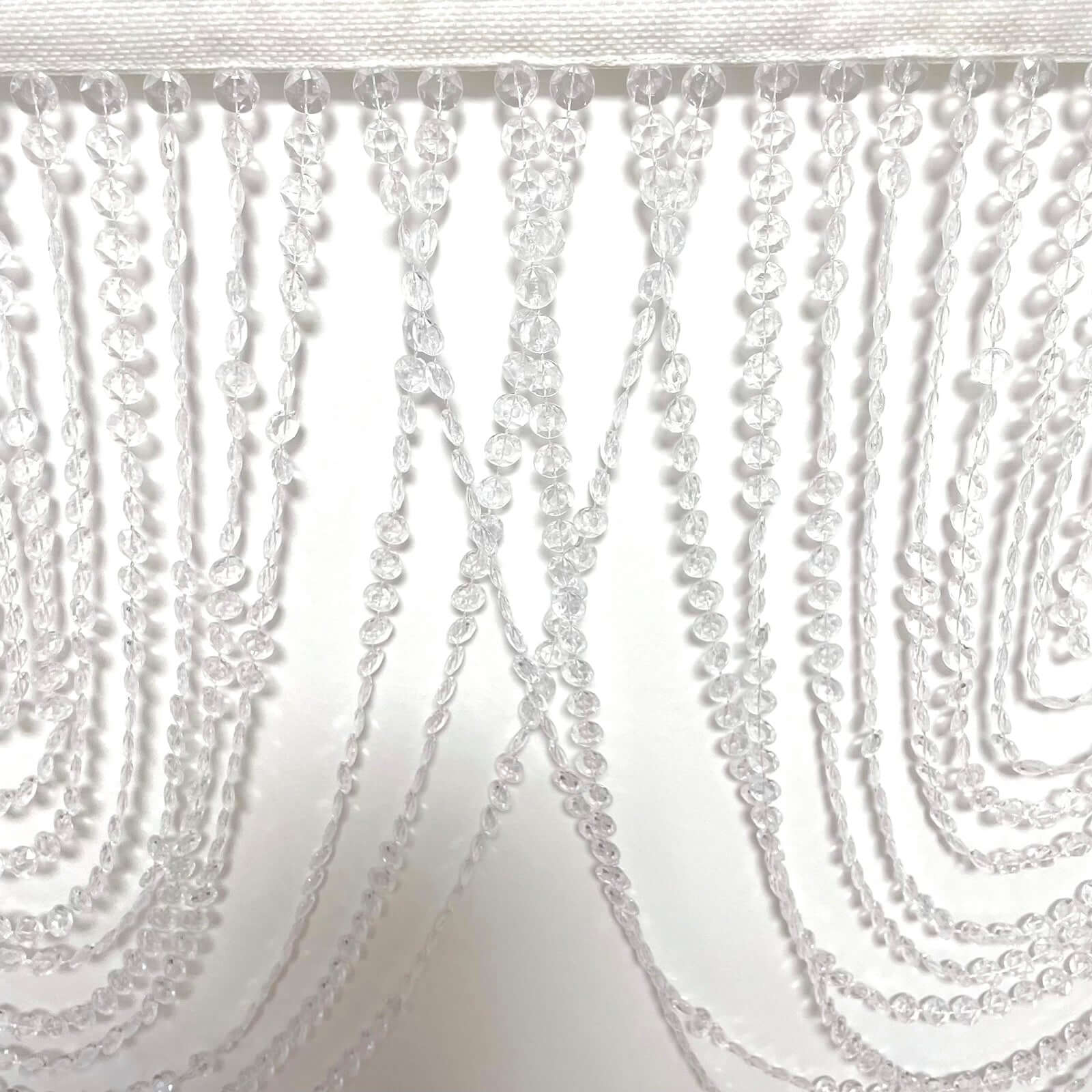 2 Pack Acrylic Crystal Beaded Curtain Valance with Polyester Rod Pocket, 23"x42" Triple Swag Diamond Cut Doorway Curtains