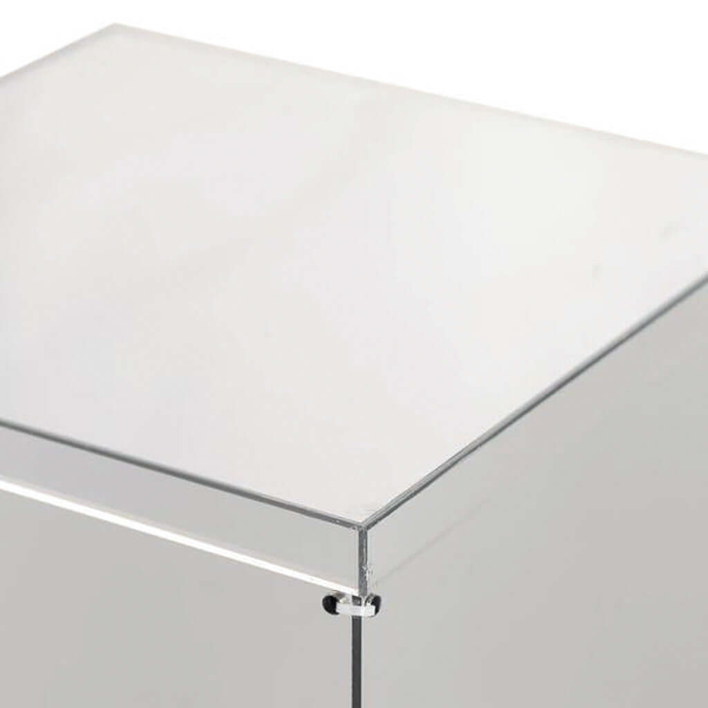 12" Silver Mirrored Acrylic Display Box, Pedestal Riser with Interchangeable Lid and Base