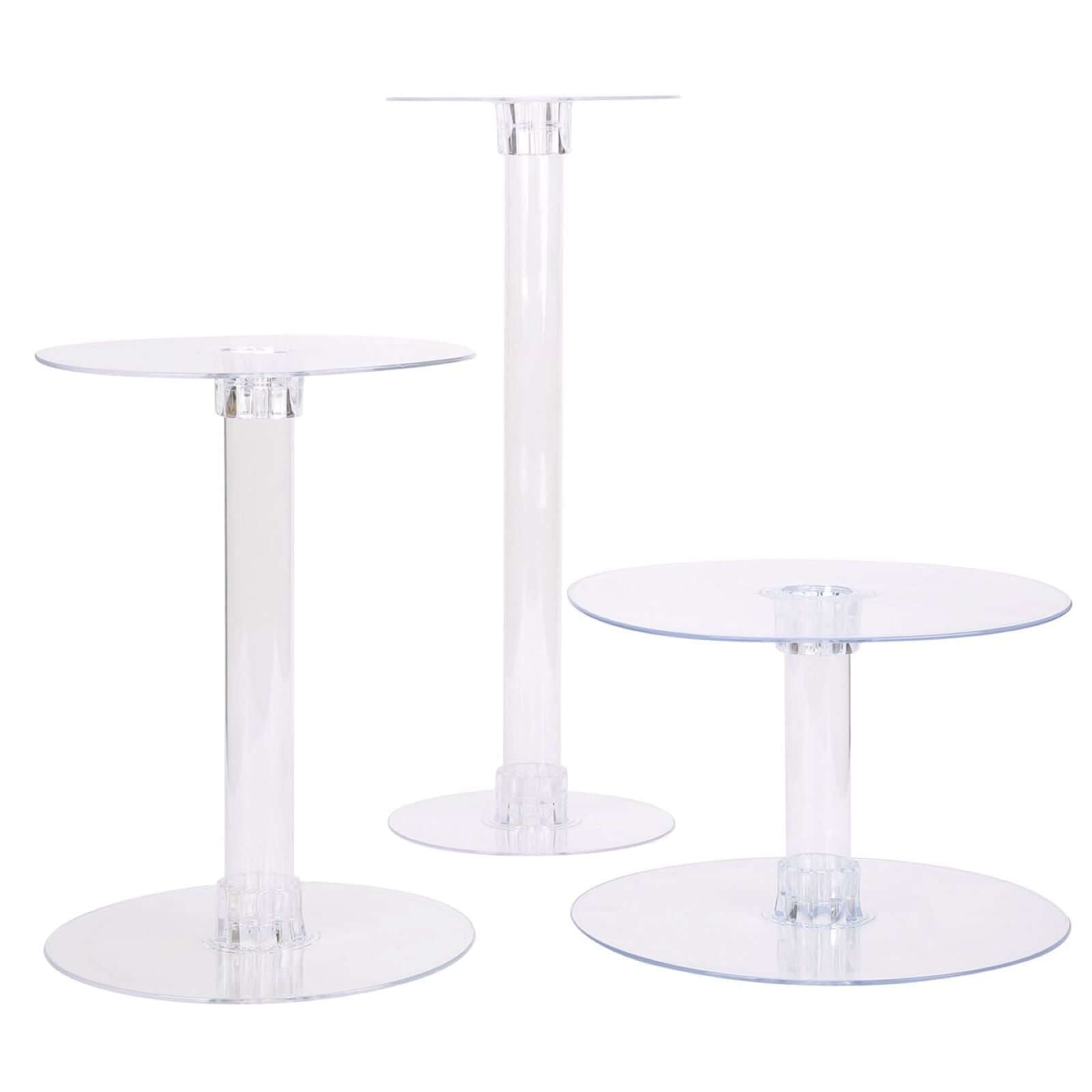 Acrylic Round DIY Cake Stand Plate Clear - Customized Tiered Dessert Display Holder for Treats Appetizers & Snacks