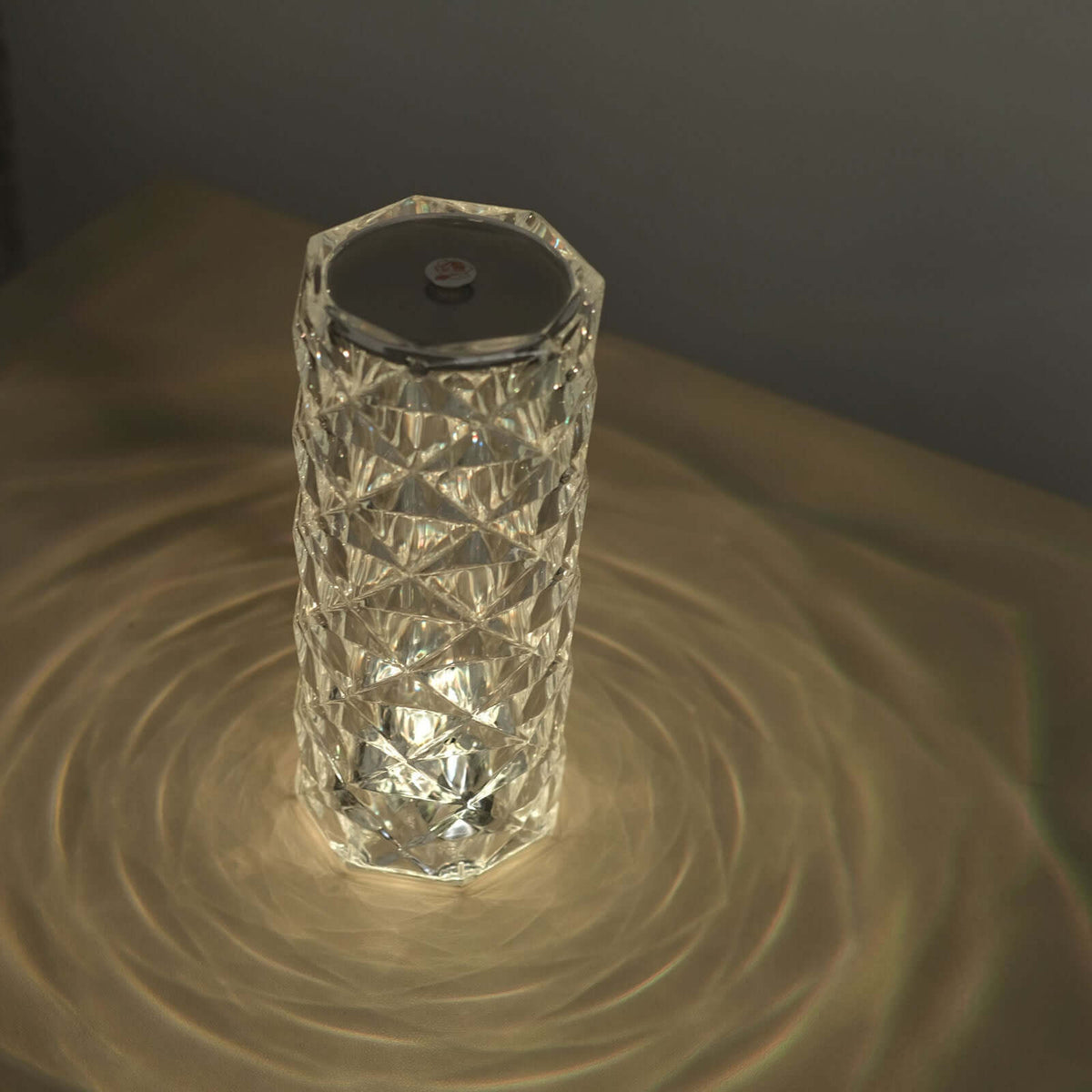 Acrylic LED Pillar Lamp Rose Diamond Design Color Changing - Touch + Remote Operated Table Light 3.5"x8.5"