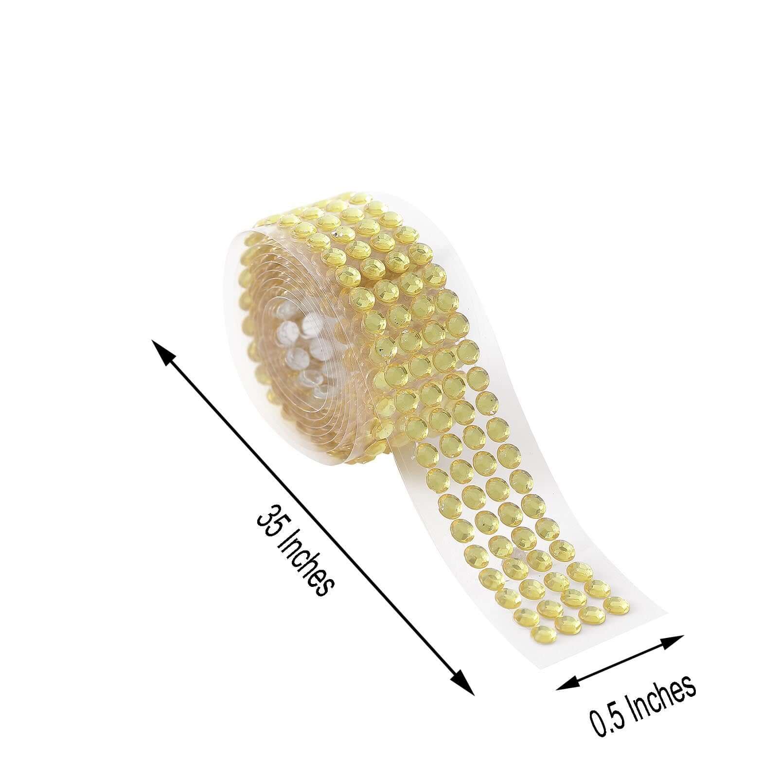 3ft Gold Stick-On Rhinestone Tape, DIY Self Adhesive Diamond Gemstone Stickers