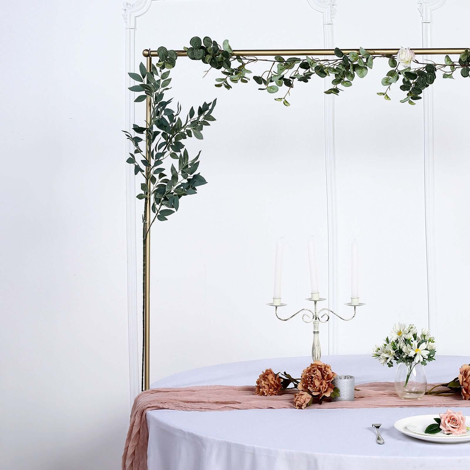 Over The Table Metal Rod Stand with Clamps Gold - Sturdy Adjustable Table Flower Arch Balloon Backdrop Frame Stand for Exquisite Event Setup & Decor 42"