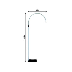 3ftx10ft Curved Aluminum Chandelier Hanger and Coupler with Heavy Steel Base Plate, Commercial Grade Adjustable Metal Arch for Floral Arrangement Lighting Stand with Hook