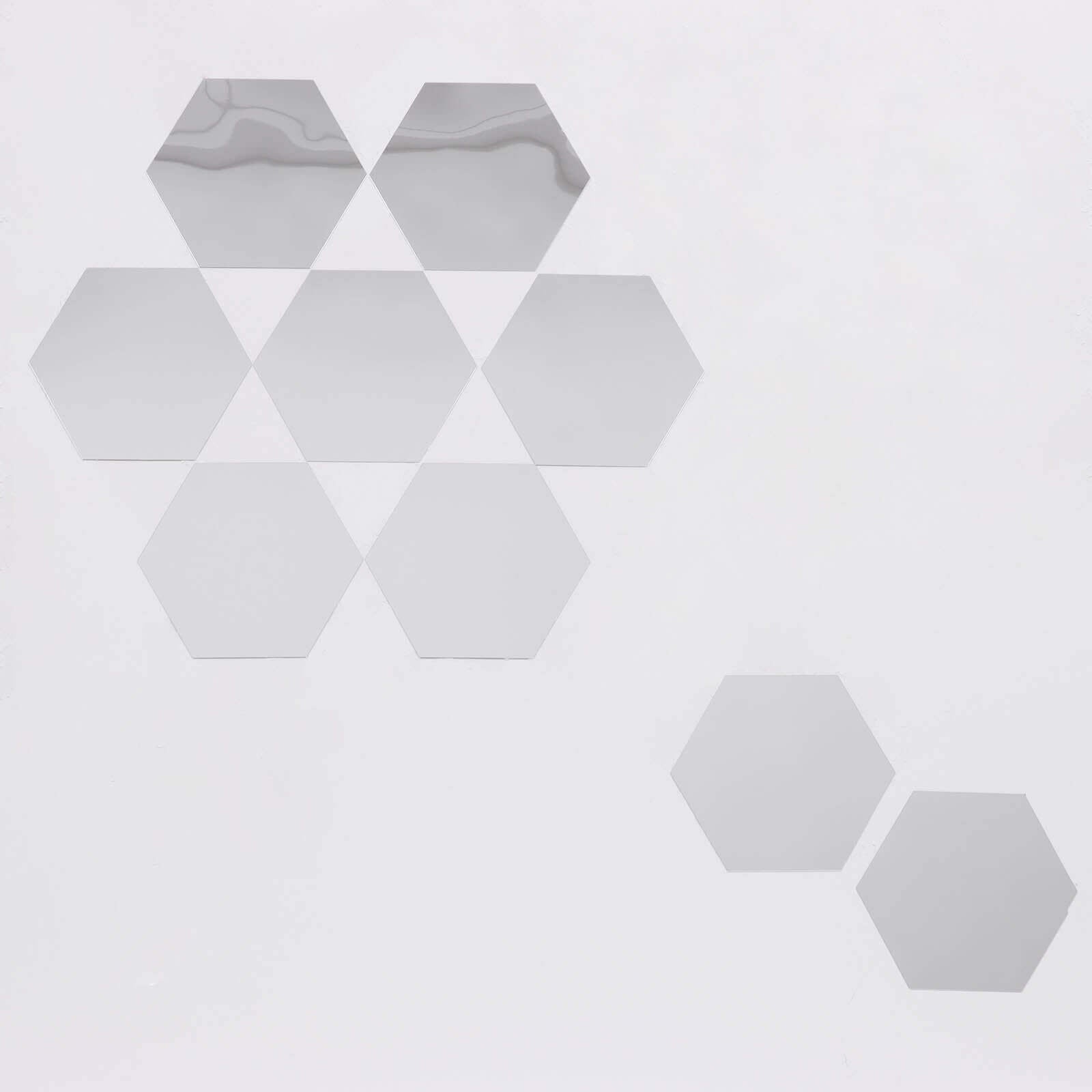 12 Pack Hexagon Acrylic Mirror Wall Stickers, 10" Removable Wall Decals For Home Decor