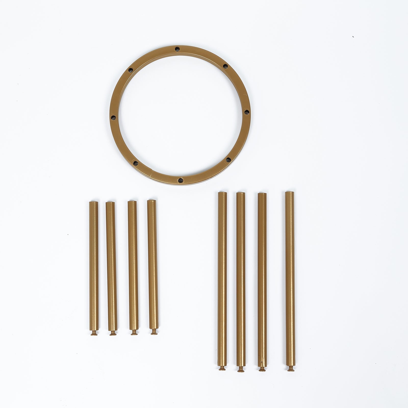 Flower Vase Gold Metal Minimalist 8-Tubes Round Base Design - Single Stem Bud Centerpiece for Arrangements 10"