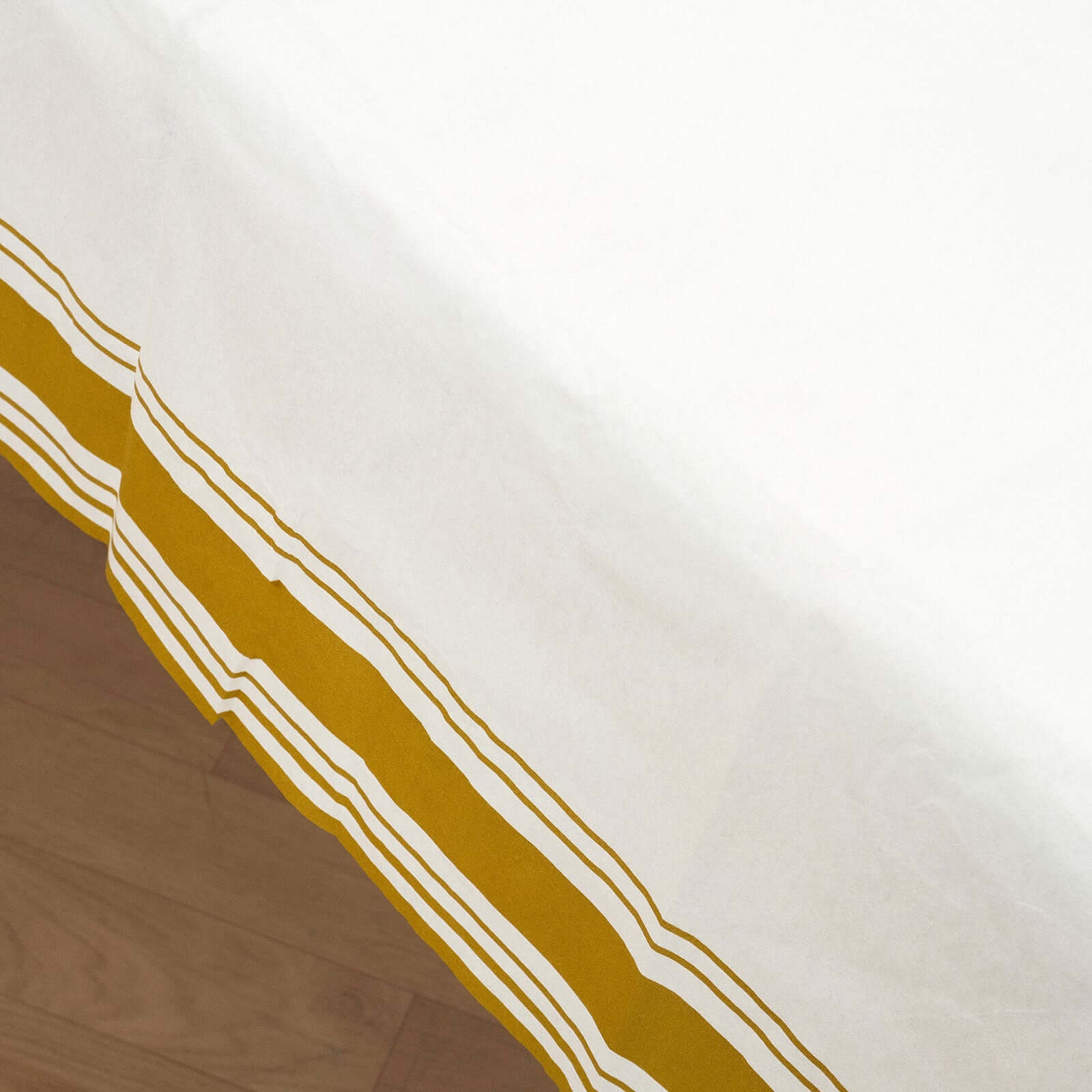 Paper Linen-Like Tablecloth Rectangle White with Gold Striped Border - Decorative Disposable Cover for Events 50"x108"