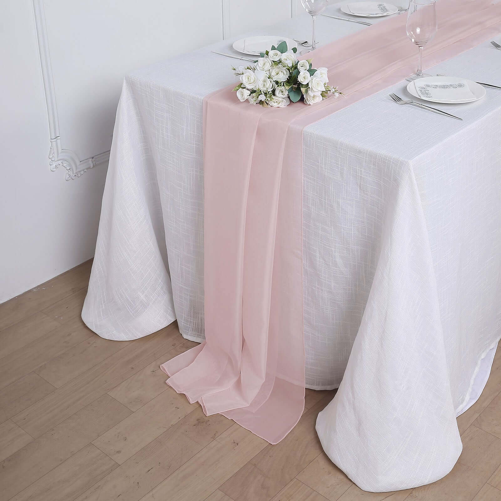 Premium Chiffon 6ft Table Runner Blush - Flowy & Lightweight Table Decor