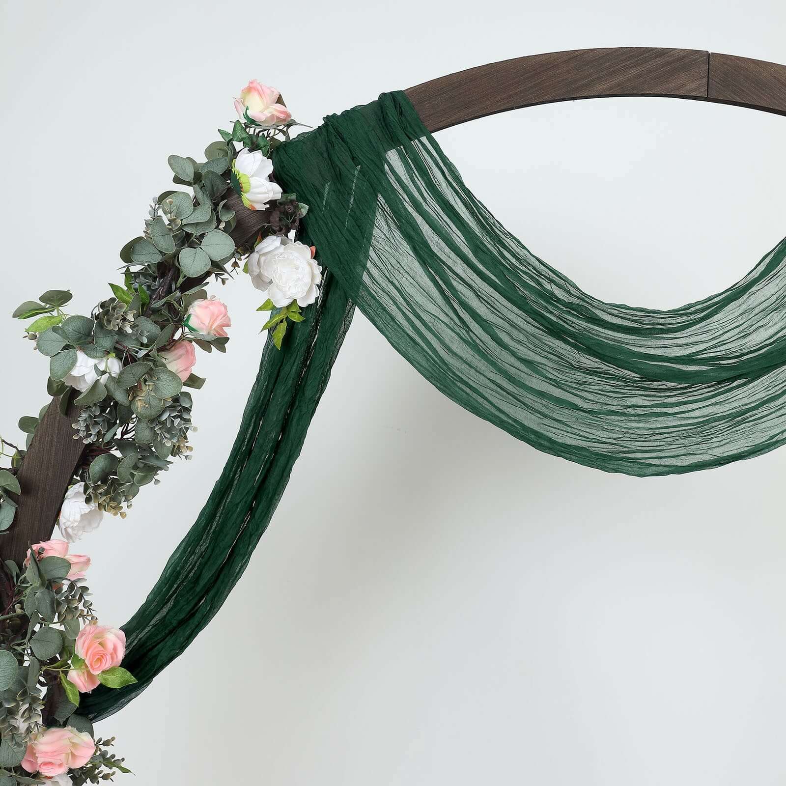 20ft Hunter Emerald Green Gauze Cheesecloth Fabric Wedding Arch Drapery, Window Scarf Valance, Boho Decor Arbor Curtain Panel
