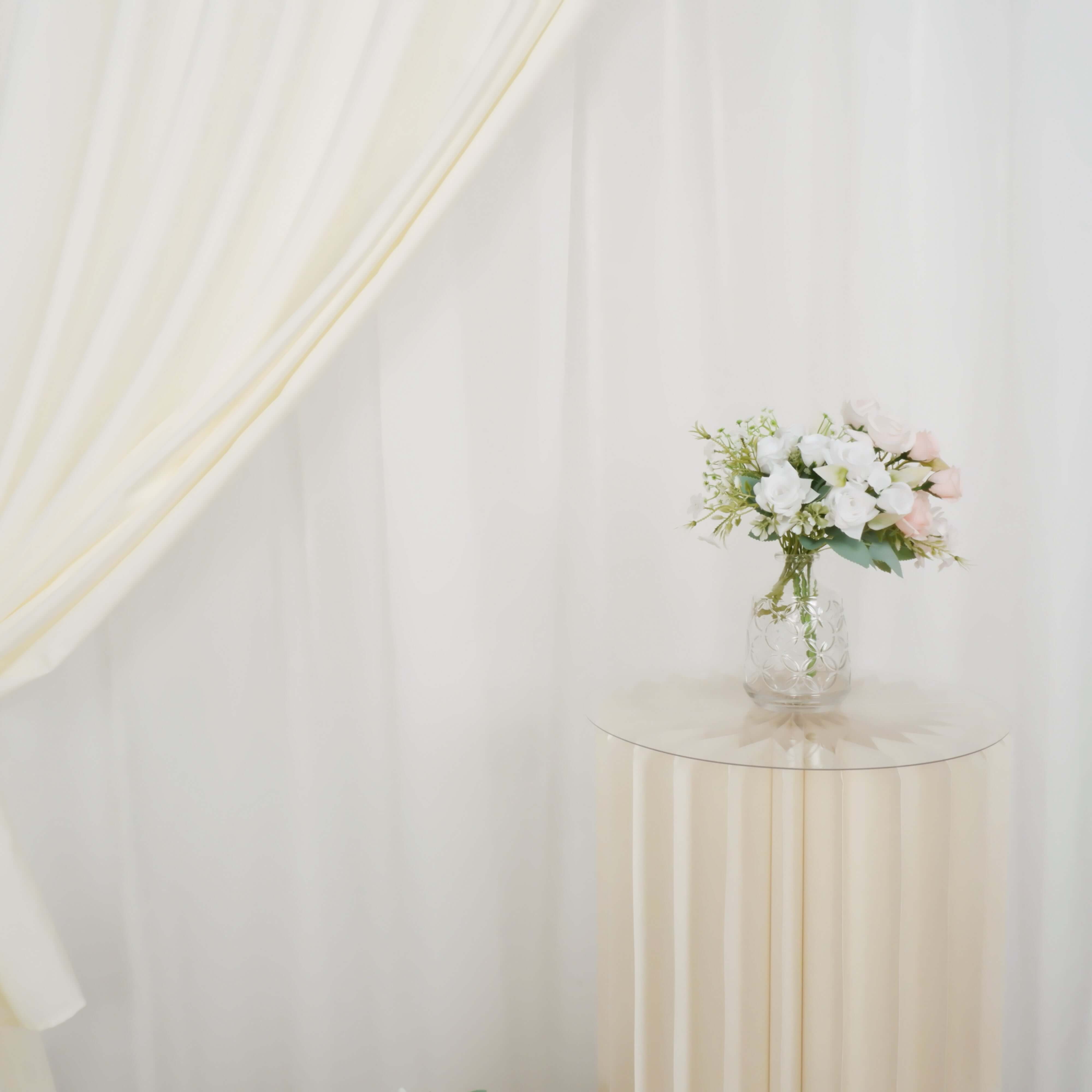 Ivory Chiffon Polyester Event Curtain Drapes, Dual Layer Divider Backdrop Curtain Panels with Rod Pockets - 10ftx10ft