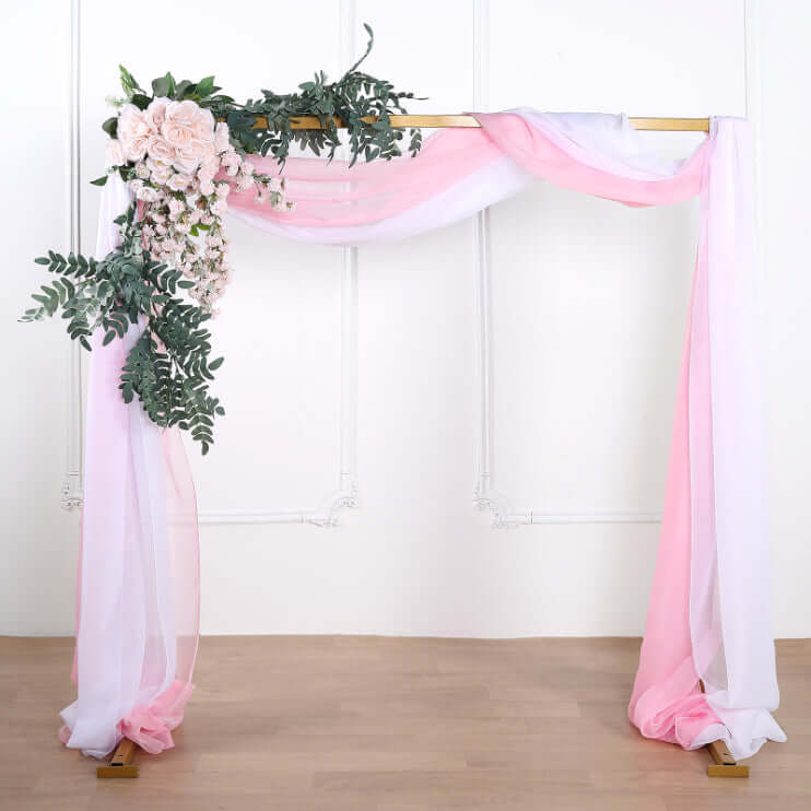 18ft Pink Sheer Organza Wedding Arch Drapery Fabric, Window Scarf Valance