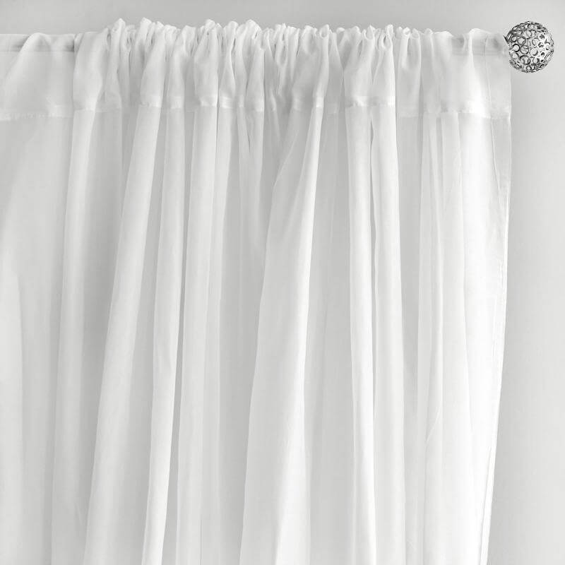2 Pack White Sheer Chiffon Event Curtain Drapes, Durable Flame Resistant Premium Organza Backdrop Event Panels With Rod Pockets - 10ftx10ft