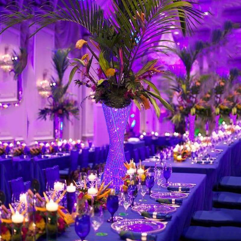 2ft Color Changing LED Spiral Metal Tower Columns LED Lamp, Night Light Wedding Centerpiece