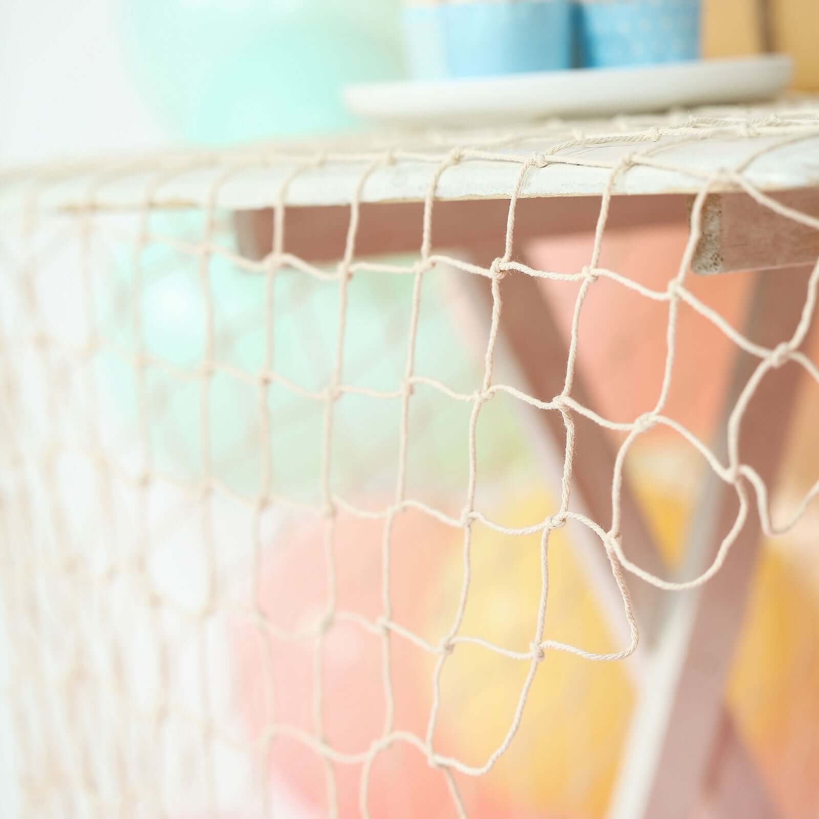 Cotton Fish Net Natural - Stylish Nautical Backdrop With Ties for Parties & Events 5ftx5ft