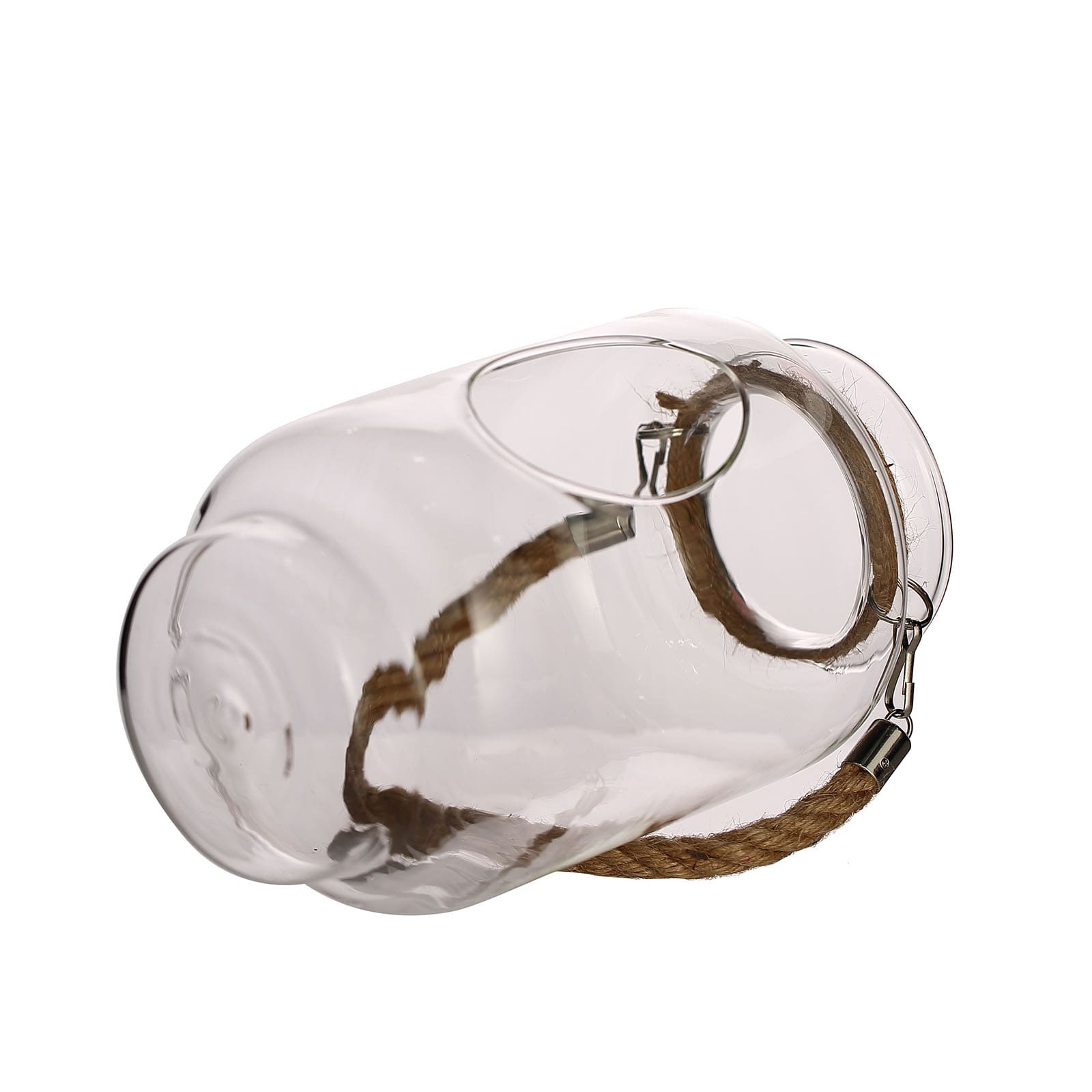 2-Pack Glass Vase Jars Clear with Twine Rope Handle - Rustic Hanging Terrariums for Events 16"