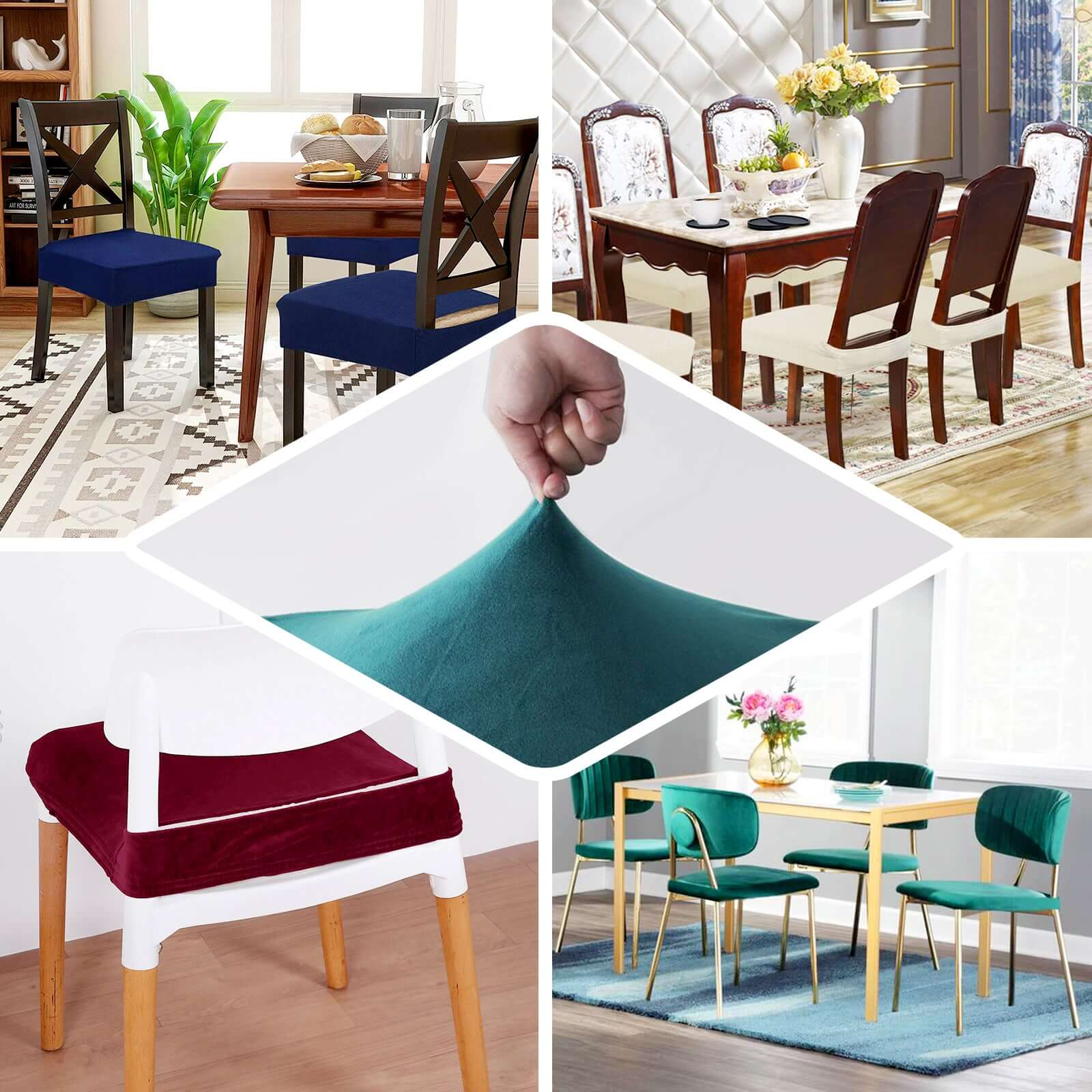 Velvet Chair Cushion Protector Stretch with Tie for Dining Chairs Olive Green - Durable Cover for Formal Gatherings