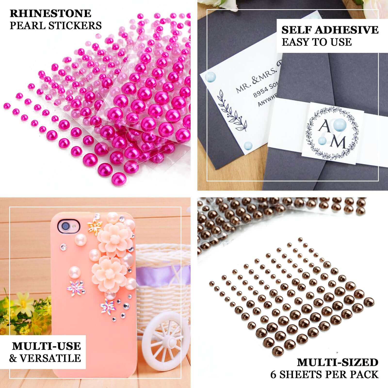 486 Pcs Apple Green Self Adhesive Pearl Rhinestone DIY Gem Stickers - Assorted Sizes
