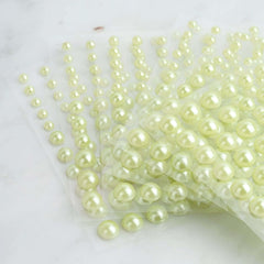 486 Pcs Apple Green Self Adhesive Pearl Rhinestone DIY Gem Stickers - Assorted Sizes