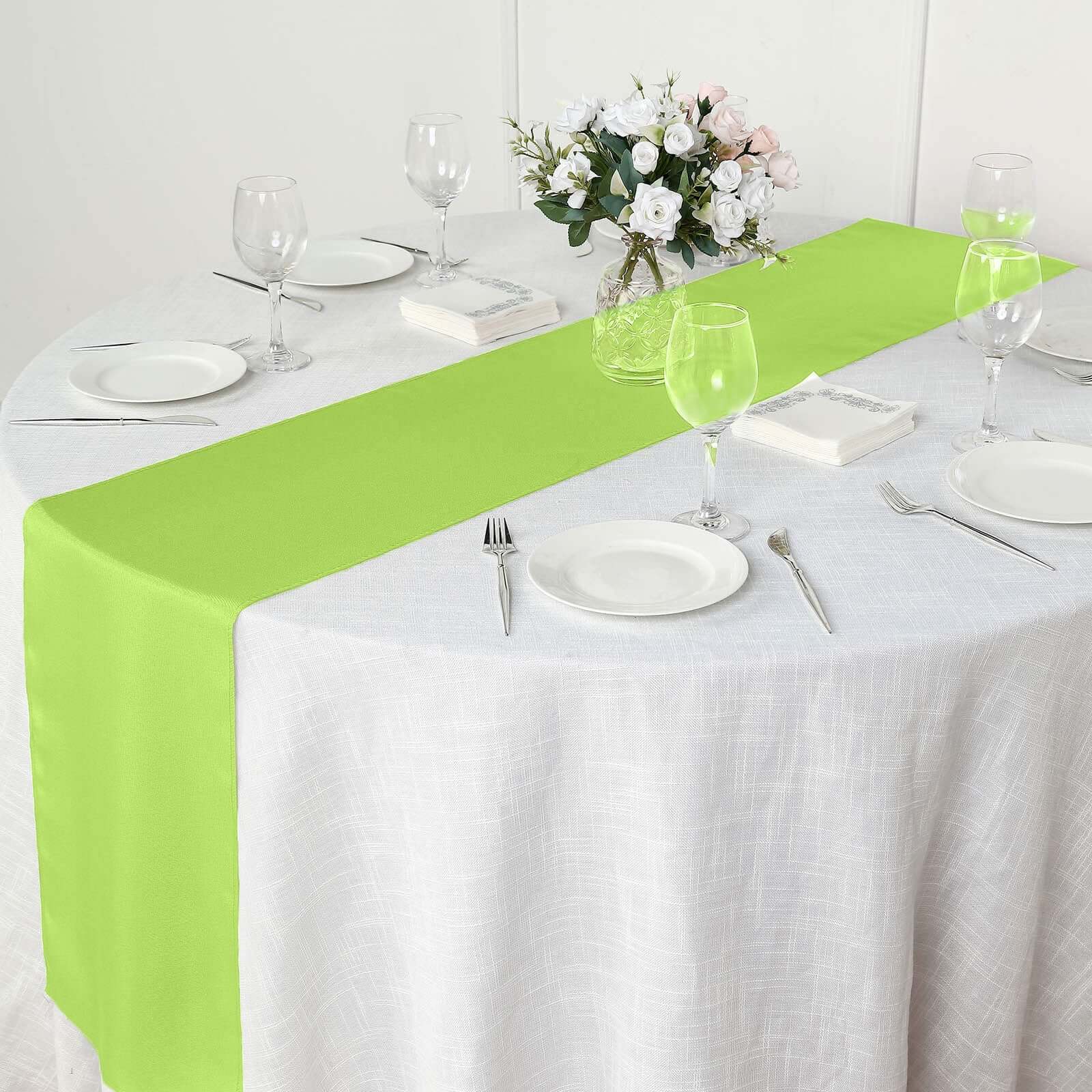 Polyester 12"x108" Table Runner Apple Green - Durable & Wrinkle-Resistant Table Decor
