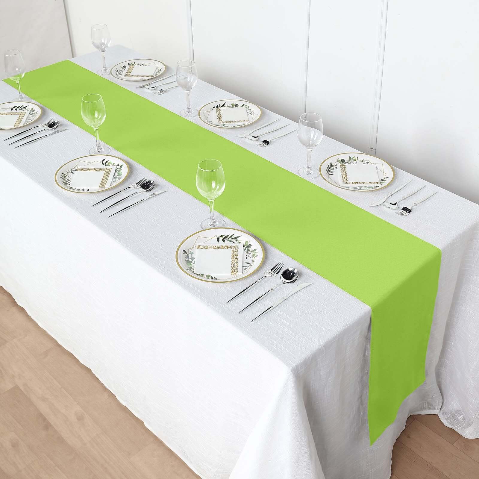 Polyester 12"x108" Table Runner Apple Green - Durable & Wrinkle-Resistant Table Decor