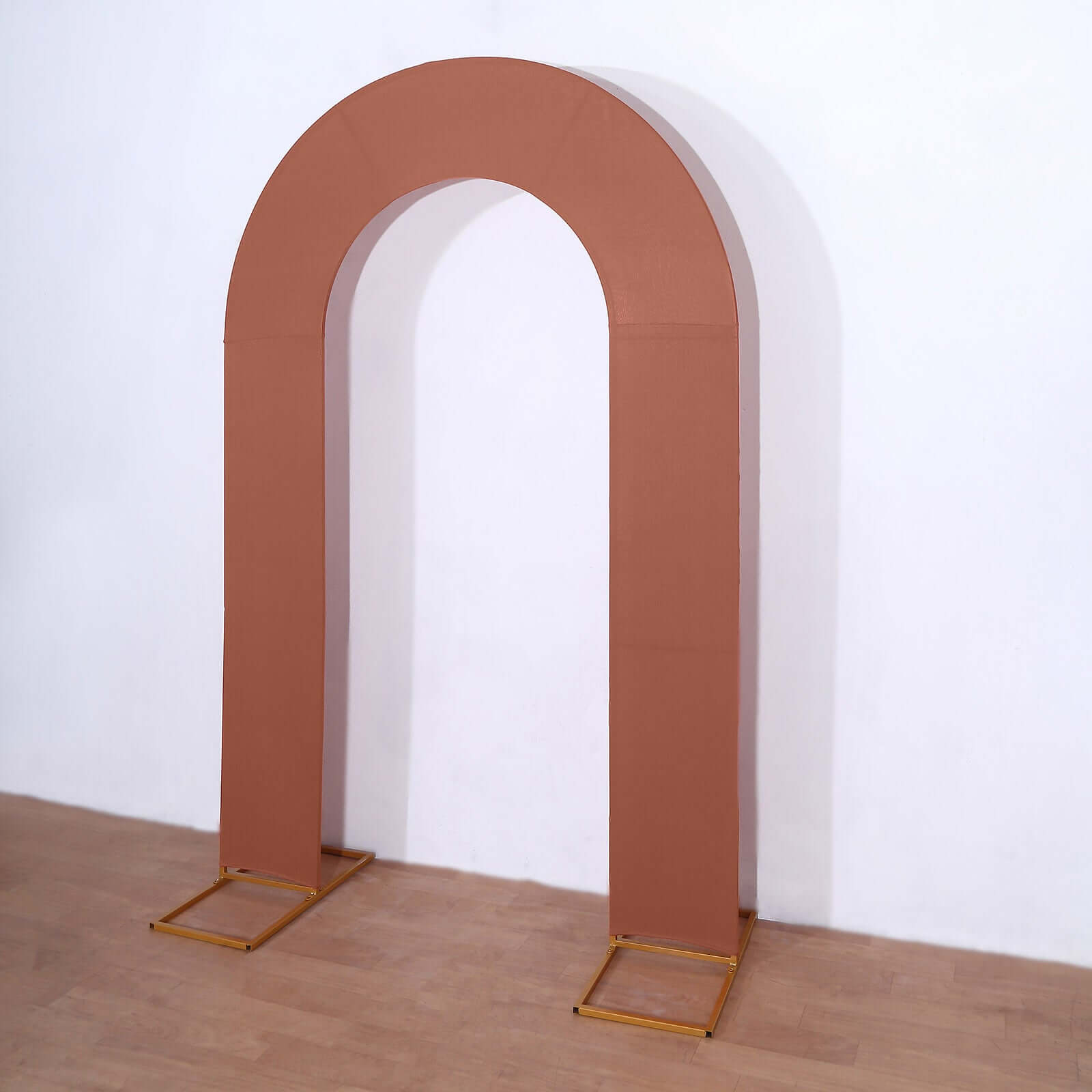 8ft Terracotta (Rust) Spandex Fitted Open Arch Wedding Arch Cover, Double-Sided U-Shaped Backdrop Slipcover