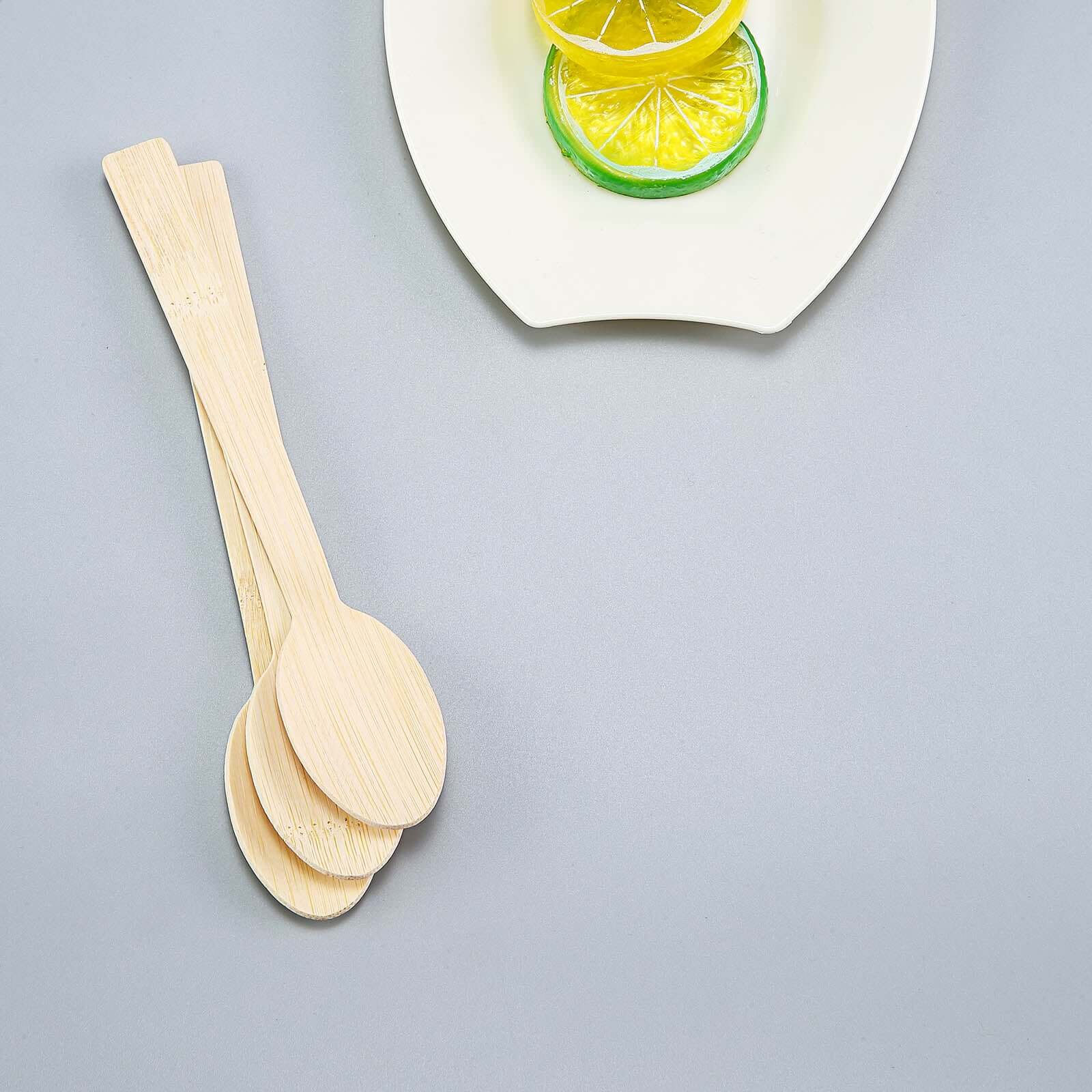 25 Pack 7" Eco Friendly Bamboo Disposable Picnic Spoons, Cutlery