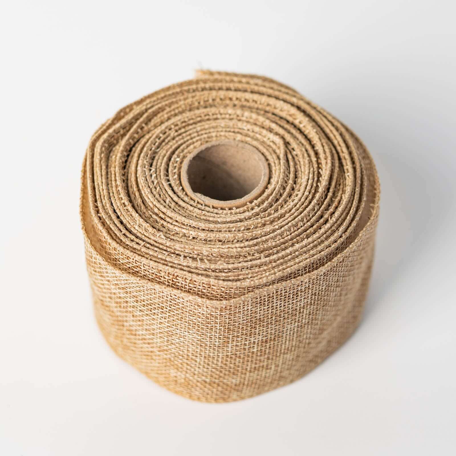 2.5" x 10 Yards Natural Tone Wired Burlap Ribbon Wholesale