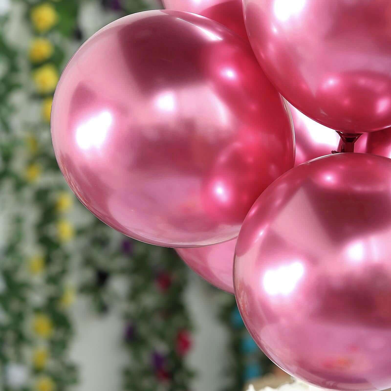 25 Pack 12" Metallic Chrome Pink Latex Helium or Air Party Balloons