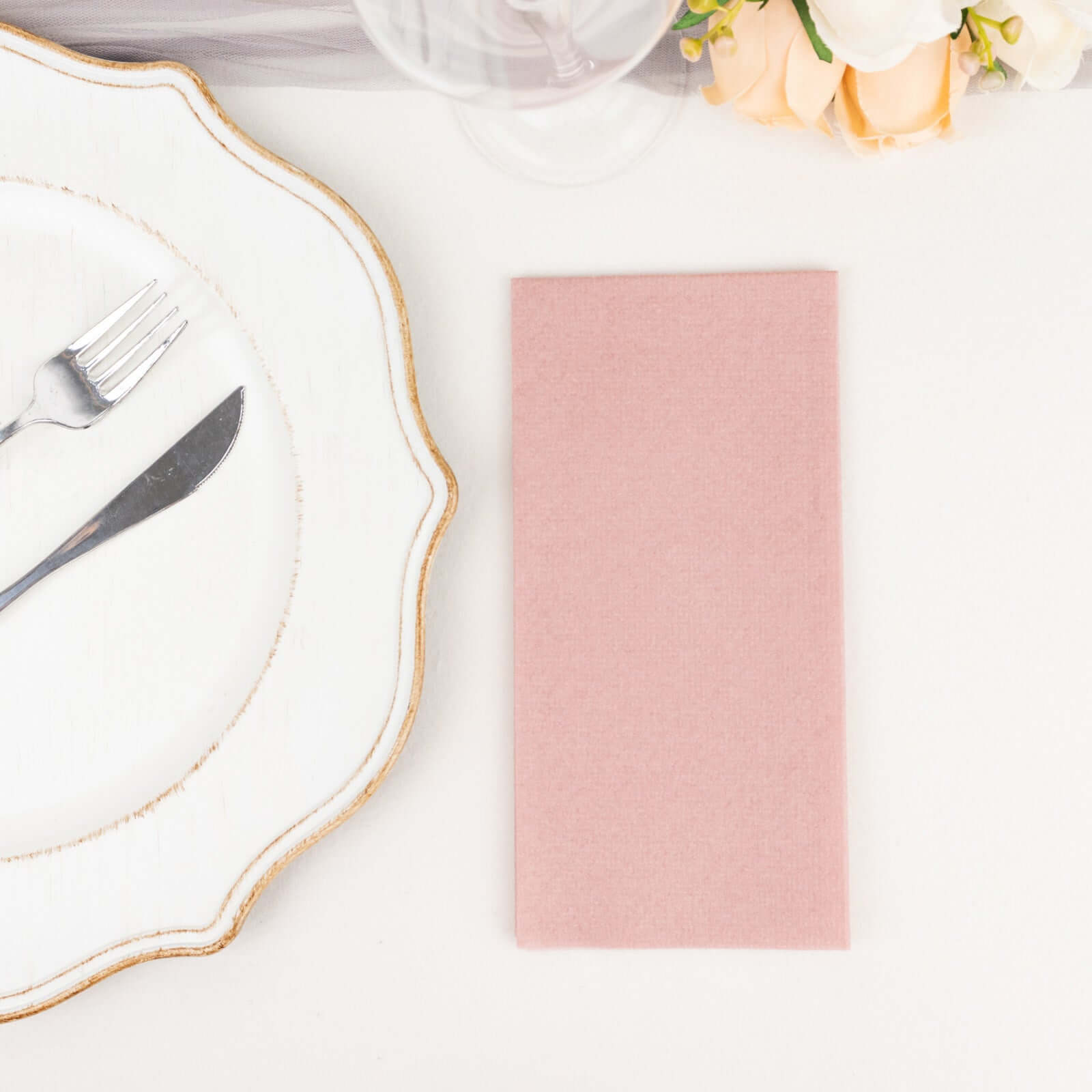 20-Pack Paper Linen-Like Napkins Dusty Rose - Disposable Hygienic Airlaid Guest Towels 8.5"x4"