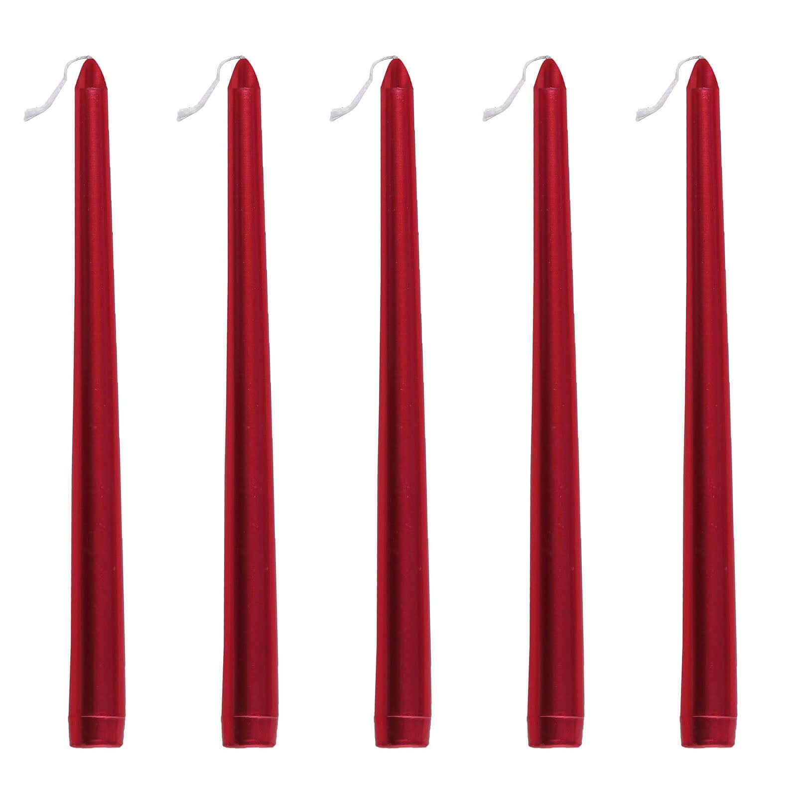 12-Pack Taper Candles Premium Wax Design Metallic Red - Unscented Candles for Upscale Settings 10"