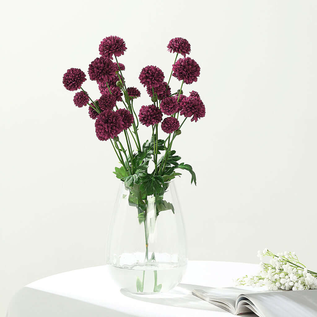 2 Bushes | 33" Burgundy Artificial Chrysanthemum Mum Flower Bouquets