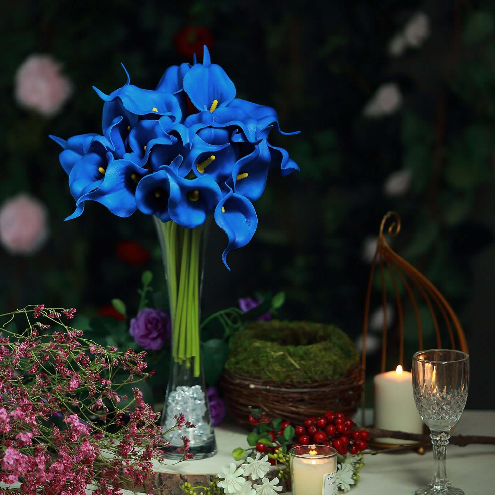 20 Stems 14" Royal Blue Artificial Poly Foam Calla Lily Flowers