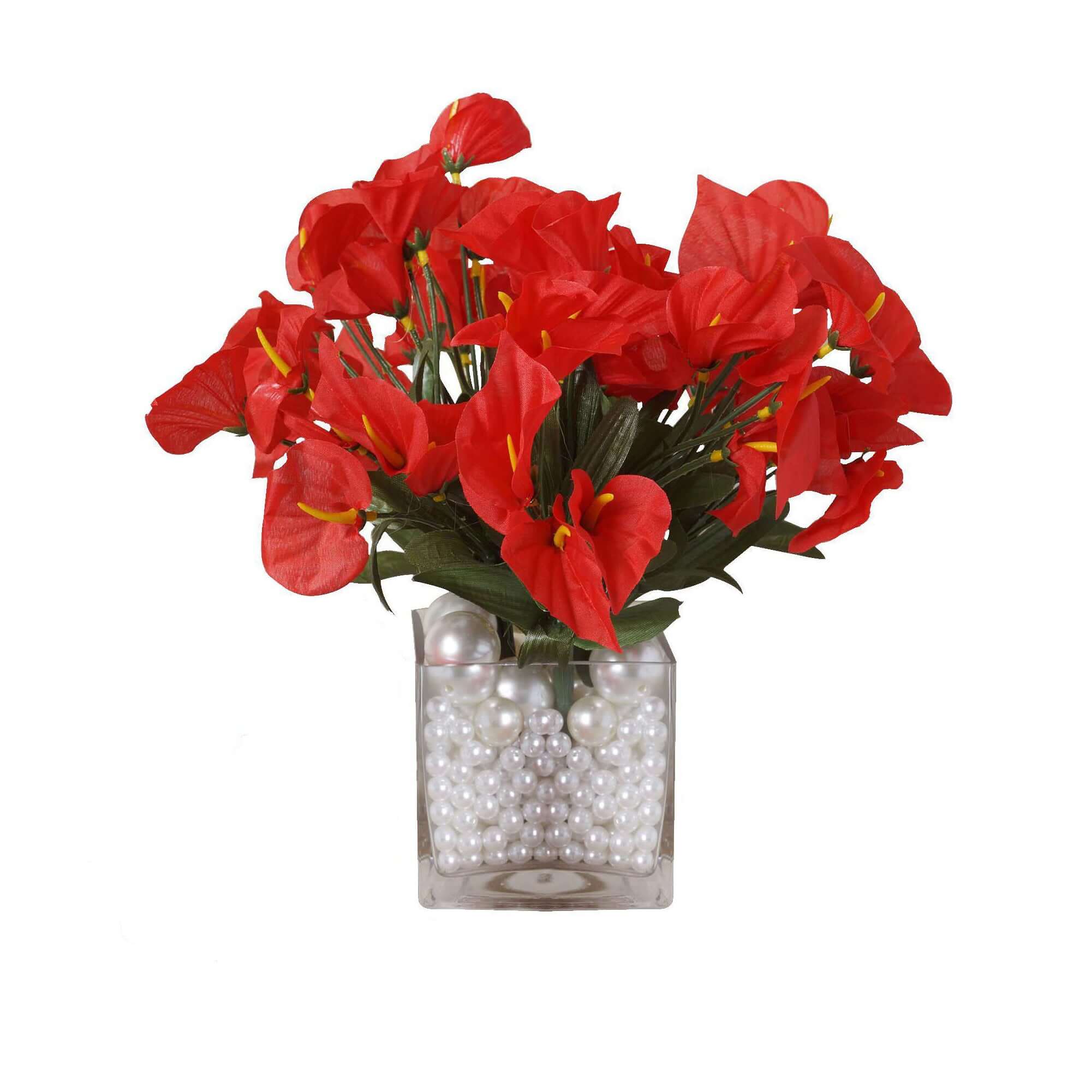 12 Bushes Red Artificial Silk Mini Calla Lily Flowers, Faux Lilies