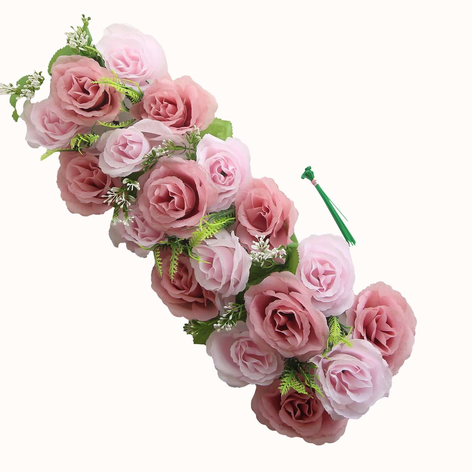 6 Pack Blush Dusty Rose Silk Flower Panel Table Runner, Artificial Floral Arrangements Wedding Table Centerpiece - 20"x8"
