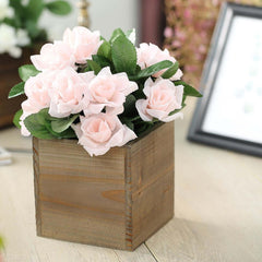 2 Pack 5" Natural Square Wood Planter Box Set With Removable Plastic Liners