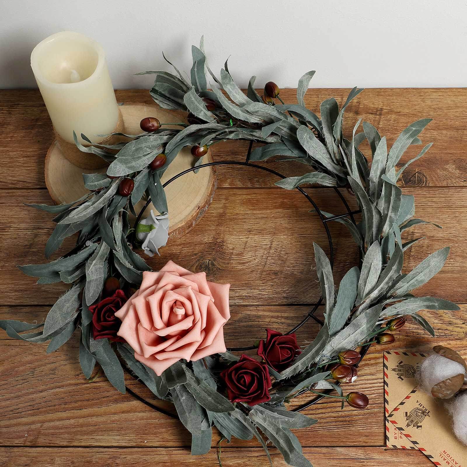 14" Black Metal Wire Wreath Frame, Wreath Ring