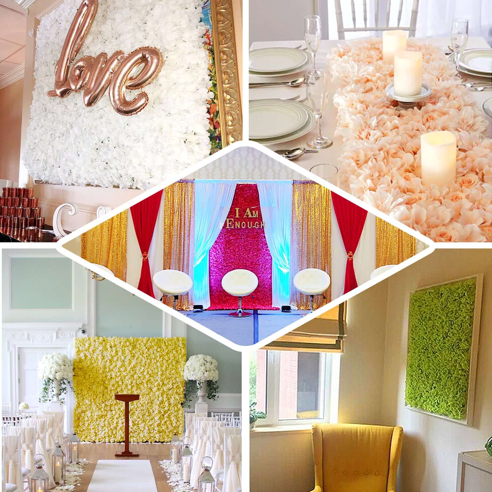 11 Sq ft. Red UV Protected Hydrangea Flower Wall Mat Backdrop - 4 Artificial Panels