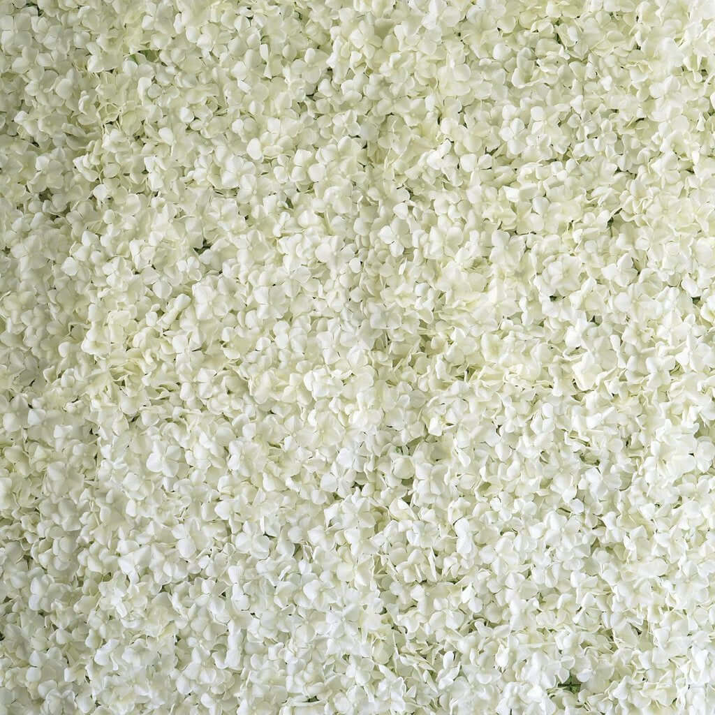 11 Sq ft. Cream UV Protected Hydrangea Flower Wall Mat Backdrop - 4 Artificial Panels